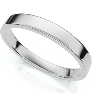 3mm Flat High Polished Wedding Band 14K White Gold