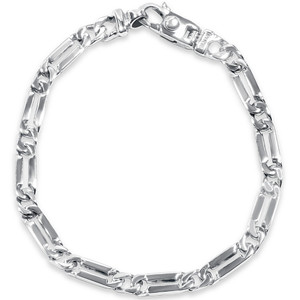 Men's Designer Figaro Link 14k Gold (18gram) or Platinum (29gram) 5.5mm Bracelet 8"