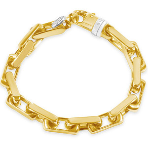 Men's Square and Rounded Link 14k Gold (65gram) or Platinum (104gram) 8mm Bracelet 8.5"