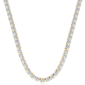 33 Ct Round-Cut Diamond Tennis Necklace 14K Yellow Gold 18" (J-K, I1)