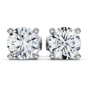 1 Ct TW Round Cut Diamond Screw Back Studs 14k White Gold Lab Grown (G-H, VS)