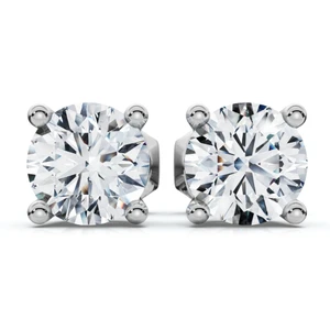 1 Ct TW Round Cut Diamond Screw Back Studs 14k White Gold Lab Grown (G-H, VS)