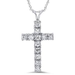 1 Ct Diamond Cross Pendant Necklace

