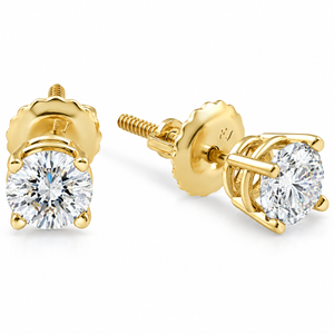 1/2ct Diamond Stud Earrings Solid 14K Yellow or White Gold Screw Back (G-H, I1)