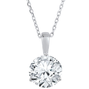 2 ct Solitaire Lab Grown Round Cut Diamond Pendant 14k Gold Necklace 18" (F-G, SI)