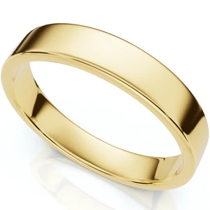 4mm Flat High Polished Wedding Band 14K Yellow Gold