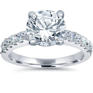 2 ct TDW Diamond Engagement Ring Solitaire With Accents 14K White Gold (G-H, SI)