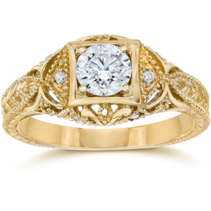 Emery 5/8Ct Vintage Genuine Diamond Engagement 14K Yellow Gold (H-I, )