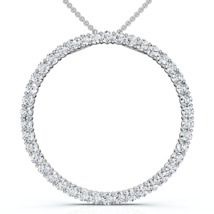 3/4ct Circle Diamond Pendant 14K White Gold Lab Grown (F-G, VS)