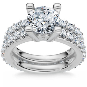 2 3/4Ct Diamond Engagement Wedding Ring Set in 14k White Gold Lab Grown (G-H, VS)