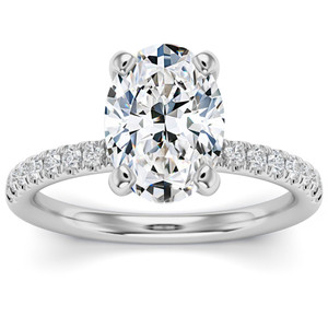 3 1/2Ct Oval Diamond Engagement Ring Lab Grown in 14k Gold Hidden Halo (G-H, VS)