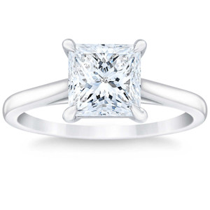Certified 2 1/2Ct Princess Cut Diamond Engagement Ring 14k White Gold Lab Grown (G-H, VS)