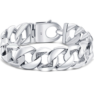 Men's 14k Gold (147gram) or Platinum (276gram) 20mm Diamond Bracelet 9" (H-I, SI)