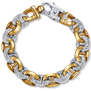 Men's 14k Gold (71gram) or Platinum (114gram) 12.5mm Diamond Bracelet 8.75" (H-I, SI)