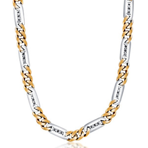 Men's Figaro 14k Gold (58gram) or Platinum (109gram) 7.5mm Diamond Chain Necklace 20" (H-I, SI)