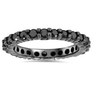 1ct Black Diamond Eternity Wedding Ring 14K Black Gold (Black, I2-I3)