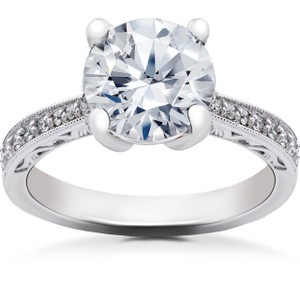 2 1/6 ct Lab Created Eco Friendly Diamond Vintage Engagement Ring 14k White Gold (F-G, VS2-SI1)