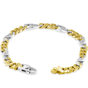 Men's Figaro link 14k Gold (19gram) or Platinum (31gram) 6mm Bracelet 8"