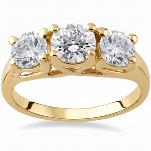 3 1/2ct Diamond 3-Stone 14k Yellow Gold Engagement Ring Lab Grown (G-H, VS)