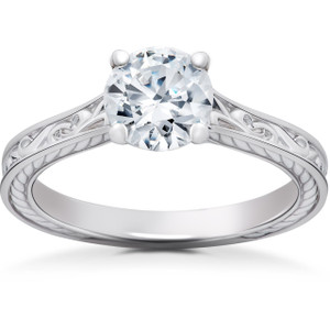 Certified 1Ct Diamond Solitaire Engagement Ring 14k White Gold Lab Grown (F-G, VS)