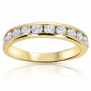 1 Ct Round Cut Channel Set Diamond Wedding Women's 14k Yellow Gold Ring (G-H, I1)