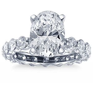 6Ct TW Diamond Engagement Eternity Oval Cut Ring 14k White Gold Lab Grown (G-H, VS)