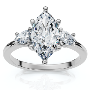 1 1/3Ct Marquise & Pear Shape Diamond 3 Stone Engagement Ring 14k Gold Lab Grown (F-G, VS)