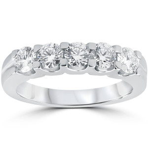 1ct Diamond Wedding Ring Anniversary Stackable Band 14K White Gold (H-I, I1)