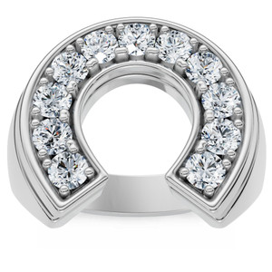 3/4 Ct Men's Diamond Horseshoe Lucky Pinkie Ring 