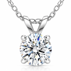 1 1/4ct Lab Grown Diamond Round Solitaire Pendant 14K White Gold Necklace (F-G, VS)