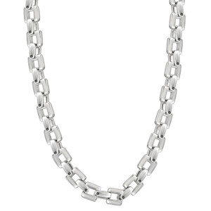 Men's Polished Steel Clasp Single Tone 10mm Flexible Link  24" Chain