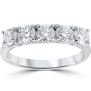 1 1/4 ct 5-Stone Diamond Trellis Anniversary Ring 14k White Gold (I-J, I1)