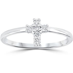 Diamond Cross Ring 1/6 cttw 10k White Gold (I-J, I1)