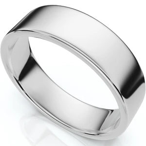 6mm Flat High Polished Wedding Band 14K White Gold