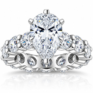 Certified 8Ct TW Pear Diamond Eternity Engagement Ring in 14k Gold Lab Grown (G-H, VS)