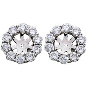 1 1/2ct Diamond Halo Earring Studs Jackets 14k White Gold  (6-6.7mm) (G-H, I1)