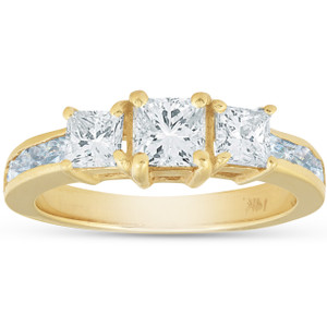 2ct Three Stone Diamond Ring 14K Yellow Gold (H-I, SI)