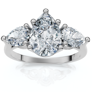 2Ct TW Pear Shape Three Stone Diamond Engagement Ring in 14k Gold Lab Grown (G-H, VS)