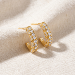 1/2ct Vintage Pave Hoops Womens Earrings 14K Yellow Gold (G-H, I2-I3)