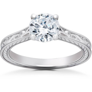 1 1/4Ct Round Vintage Solitaire Lab Grown Diamond Engagement Ring 14k Gold (F-G, VS2-SI1)