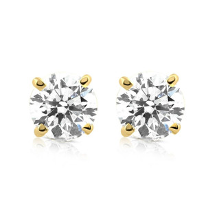 3/8ct Round Cut Diamond Studs 14K Yellow Gold (G-H, I1)