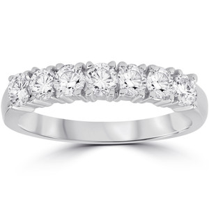 1ct Diamond Wedding Ring Anniversary 14K White Gold (G-H, I1)