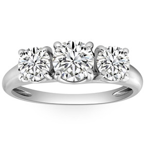 1 3/4 Ct Three Stone Diamond Engagement Ring 10K White Gold Lab Grown (H-I, VS)