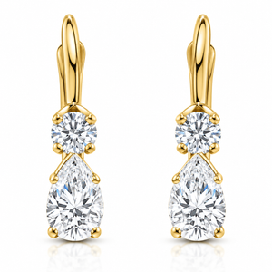 1Ct TW Pear Shape Diamond Leverback Hoops Women's Earrings 14k Gold 1/2" Tall (G-H, I2-I3)