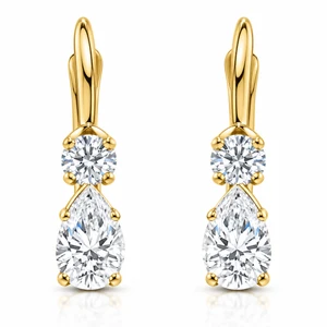 1Ct TW Pear Shape Diamond Leverback Hoops Women's Earrings 14k Gold 1/2" Tall (G-H, I2-I3)