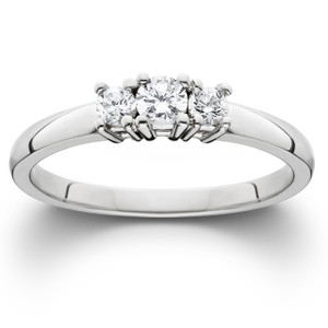 1/2ct Three Stone Diamond Ring 14K White Gold (H-I, SI)