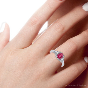 5/8ct Ruby & Diamond Ring 14K White Gold (G-H, SI)