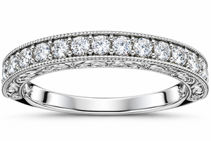 1/2 CT Vintage Natural Diamond Wedding Ring 14K White Gold (G-H, I1)