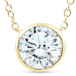 1.88Ct Round Solitaire Diamond Bezel Pendant 14k Yellow Gold Lab Grown (G-H, )