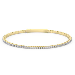 1Ct Diamond Flexible Oval Bangle Women's Bracelet 14k Yellow Gold Lab Grown (F-G, VS)